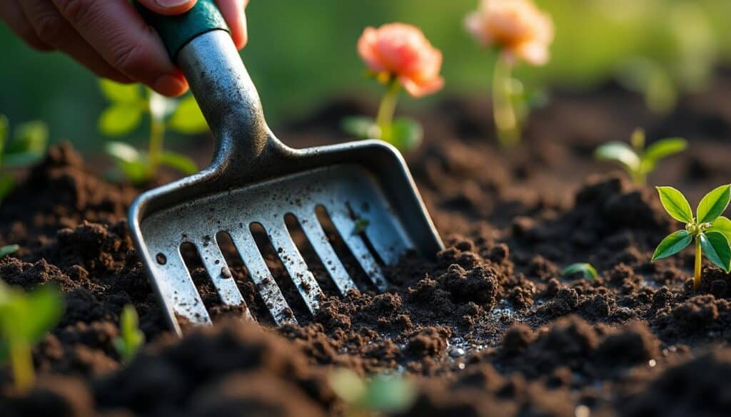 Comment utiliser un transplantoir au jardin humide le matin