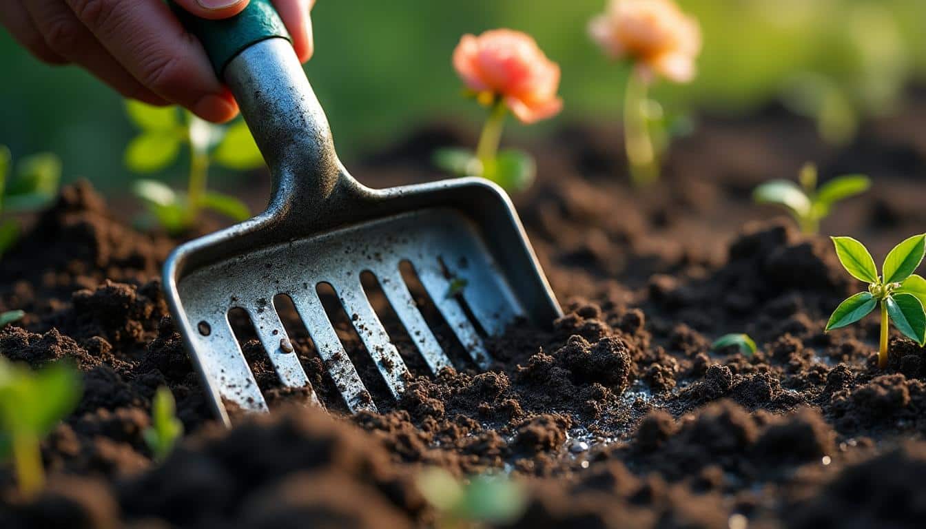 Comment utiliser un transplantoir au jardin humide le matin